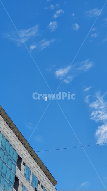 자연,푸른하늘,하늘,azuresky,sky,달,구름,파란색,blue,moon,건물