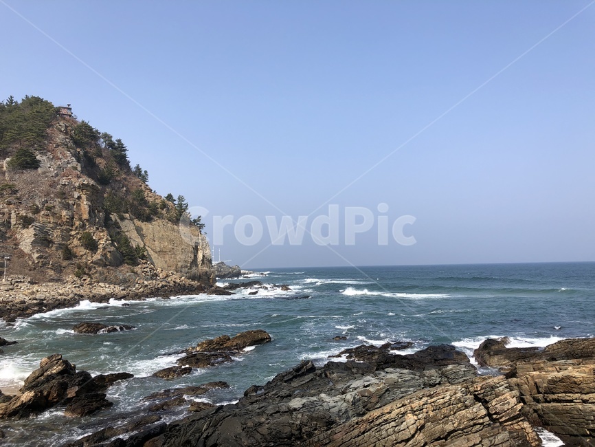 바다,절벽,하늘,파도,파란,자연,풍경,nature,landscape,promontory,곶,cliff,낭떠러지,outdoors,옥외