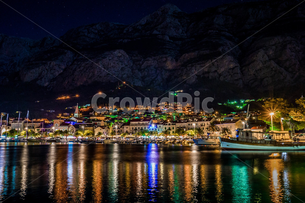 크로아티아,마카르스카,야경,유럽,바위산,makarska,풍경,동유럽,바닷가,소도시