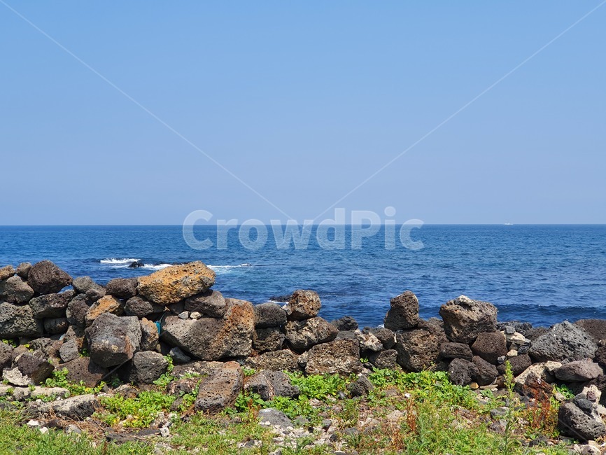바다,돌담,제주,돌,blue,sky