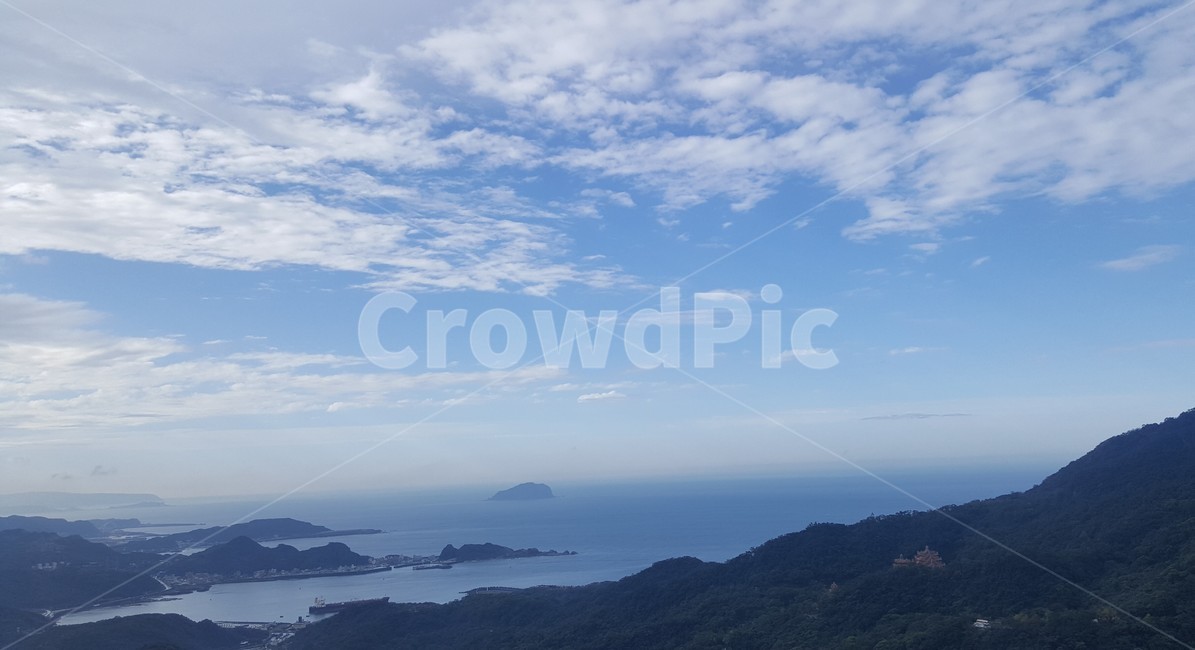 구름,풍경,바다,산,해안가