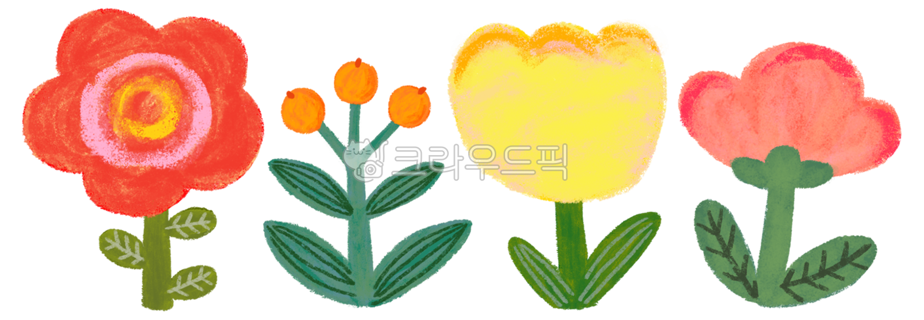 꽃,잎,식물,띠,유화느낌,손그림,일러스트,일러스트레이션,스티커,다이어리꾸미기,illust,illustration,flower