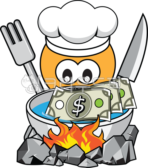 쪼꼬마,일러스트,만화,꼬마,사람,아이,돌,불,요리,요리사,돈,달러,화로