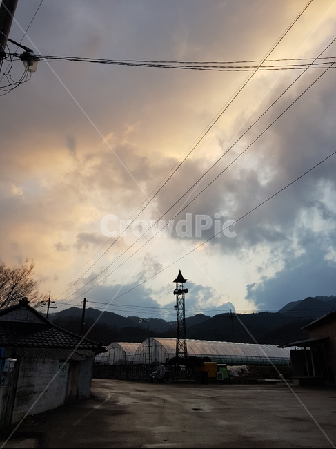 시골풍경,노을,철탑,일몰,sunset,rurallandscape