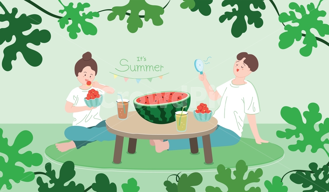 수박,수박화채,여름,일러스트,watermelon,illust,summer,계절,season,과일,fruit,집,벡터,vector
