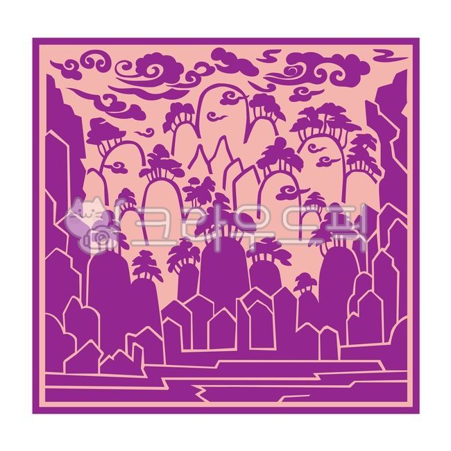 pine tree,pattern,icon,web source,koreantraditionalpattern,square pattern,rock,cloud,traditional colors,mountain,traditional color,graphic,Korean traditional pattern,landscape painting,Korean,traditional pattern,korean,background,purple,illustration,Korea