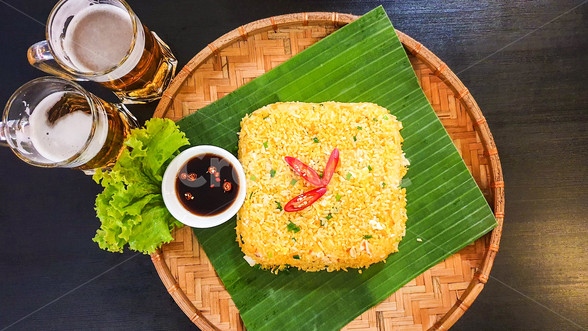 볶음밥,베트남음식,맥주,beer,밥,라이스,rice,노랑색,음식,food