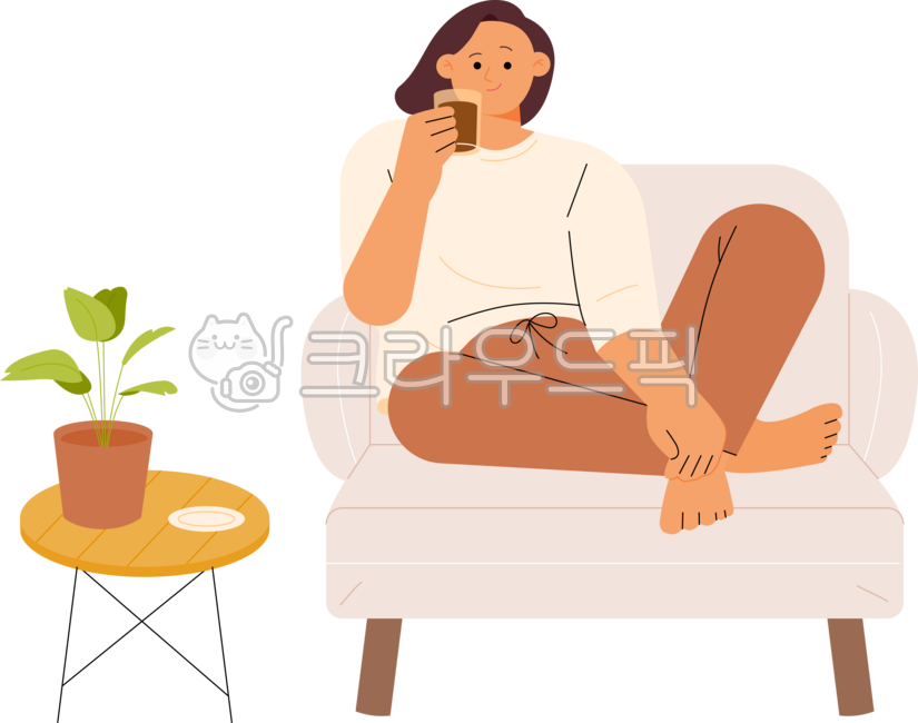 Simple,simple,illustration,chair,sit,rest,home,interior,pose,action,room,furniture,tea time,comfortable,flowerpot,table