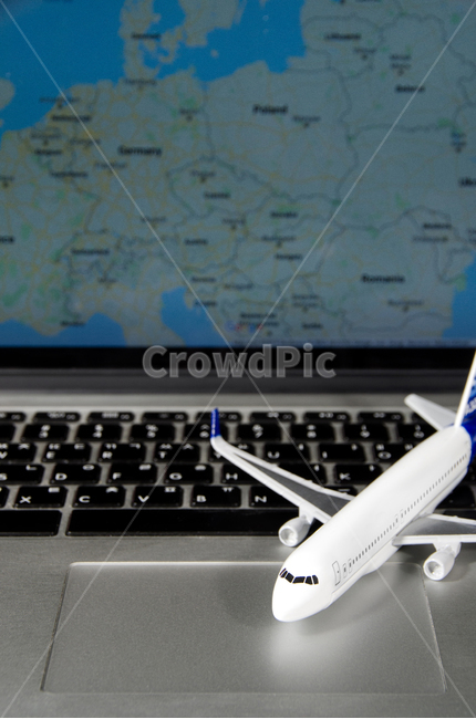 keyboard,business,model airplane,airline ticket,concept,Ticket reservation,monitor,laptop,network,computer,airplane,flight booking,reservation,Internet,Airline tickets,travel,airline,map,traffic