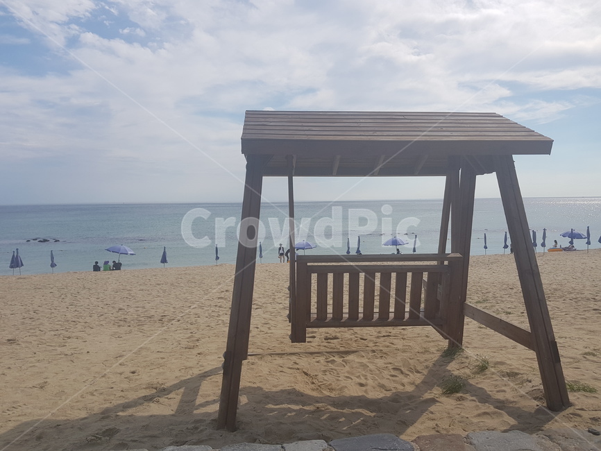 자연,의자,바다,해변,모래,해변,바다,beach,sea