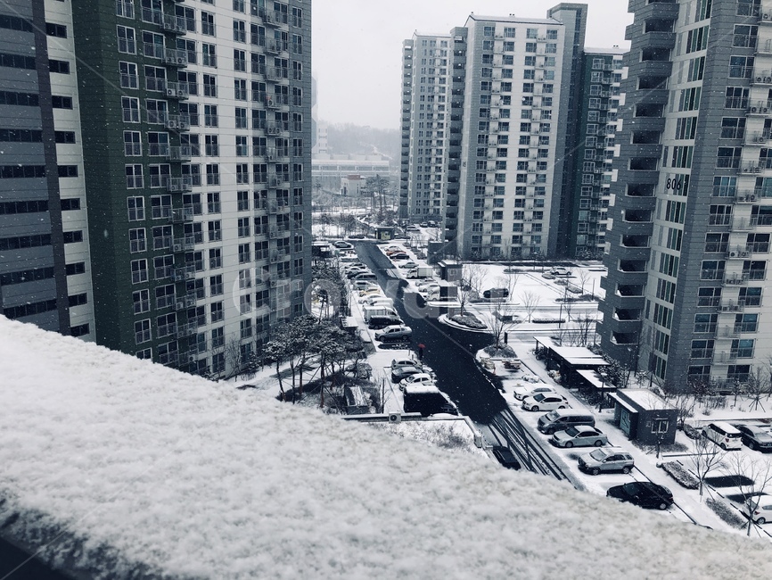 흑백,아파트,겨울,차가운,느낌
