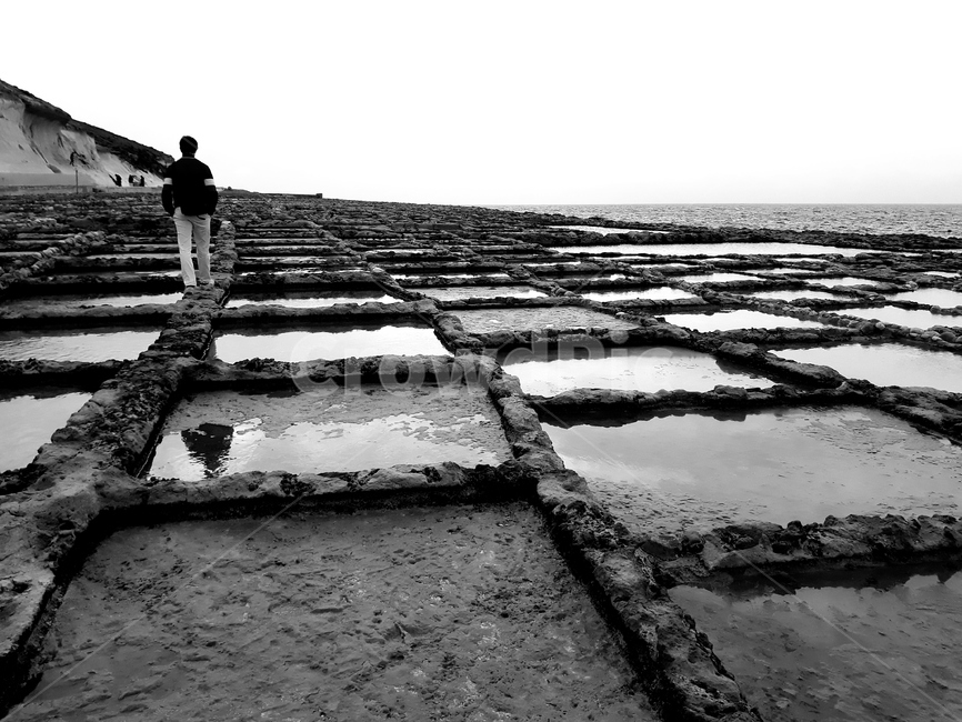 바다,하늘,소금,네모,그림자,자연,풍경,nature,landscape,흑백,모노톤,monochrome,black and white