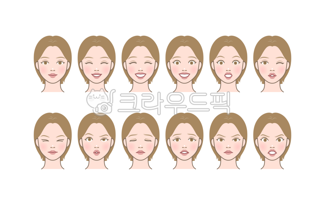 다양한, 표정, 감정, 표현, 웃는, 사진,이미지,일러스트,캘리그라피 - 따뜻한햇살작가