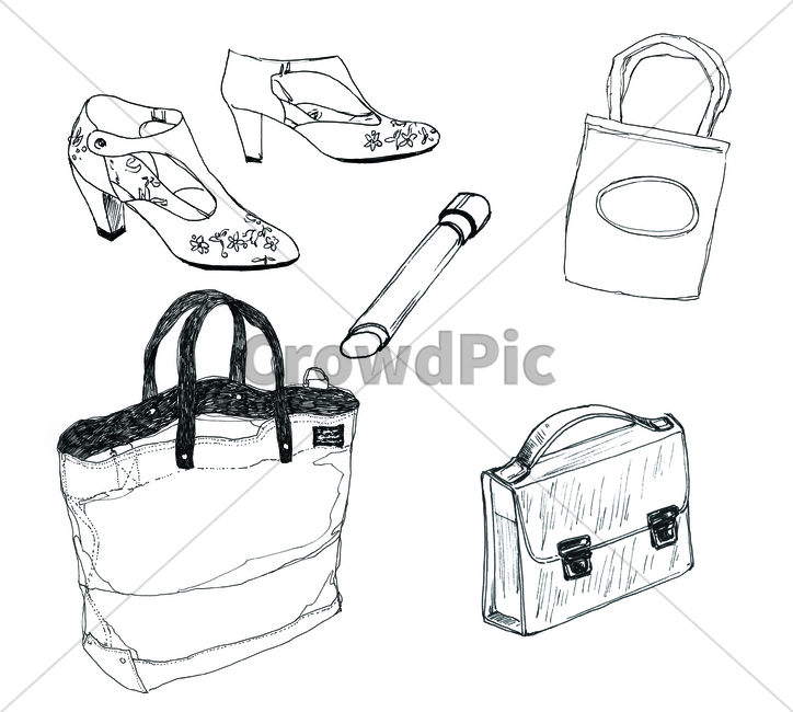 손그림,handdrawing,팬그림,팬라인,pen,penline,penpicture,pendrawing,구두,shoes,가방,bag,sack