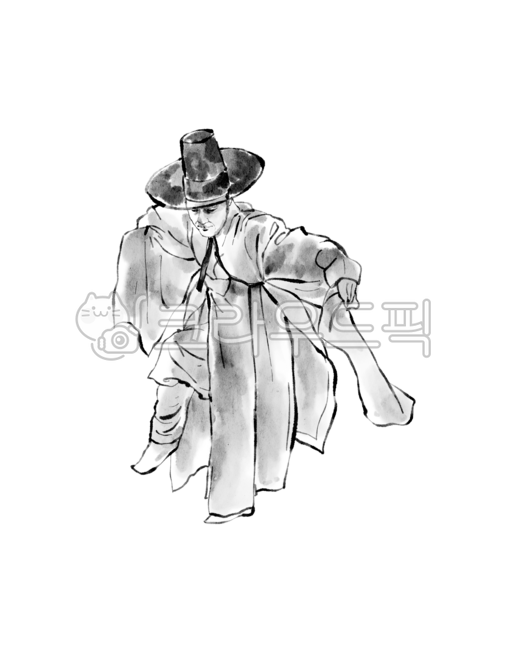 동양화,수묵화,수묵일러스트,일러스트,먹그림,갓,한복,저고리,춤,동양화일러스트,사람,남자,그림,먹그림일러스트,한국화,아트,드로잉