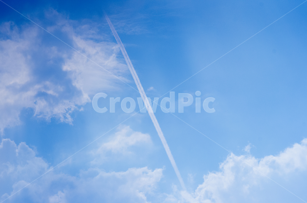 sky,cloud,blue sky,contrail,trace,white clouds,trajectory
