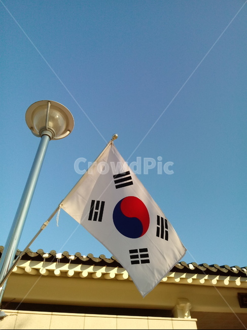 자연,옥외,태극기,국기,깃발,하늘,국기봉