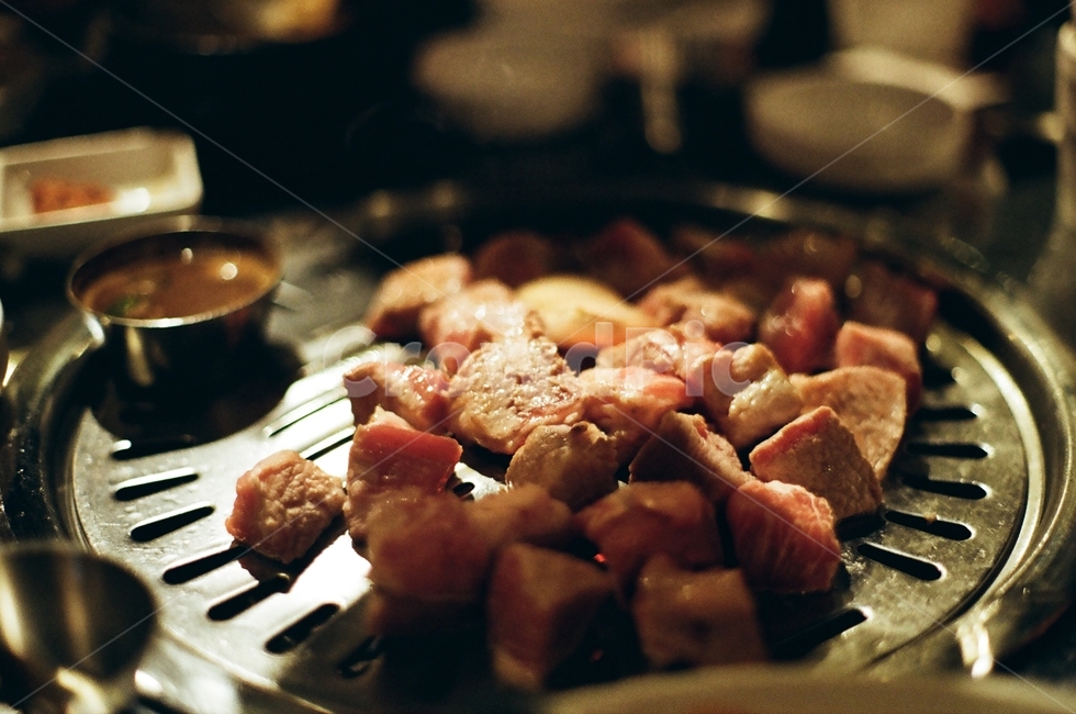 필름,숯불구이,고기,삼겹살,구이