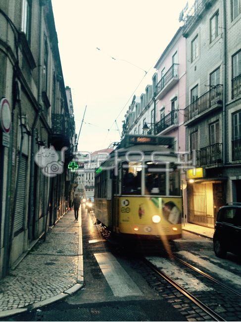 Lisbon,yellow tram,tram,Portugal,Train