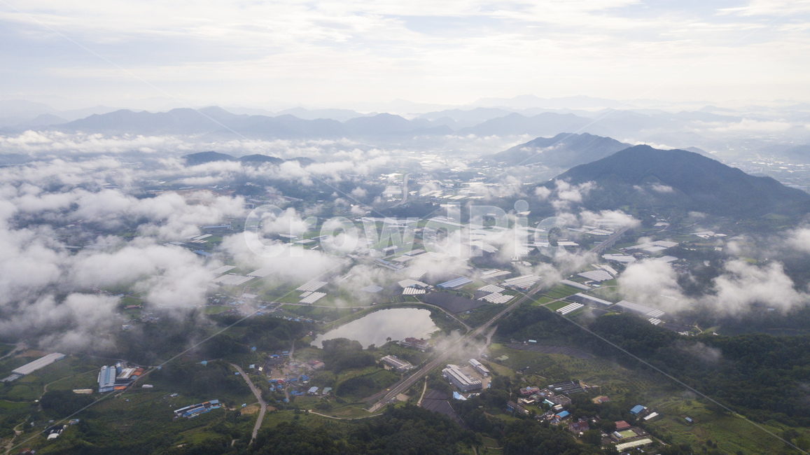 충북,장용산,자연,구름,하늘,마을,호수,산