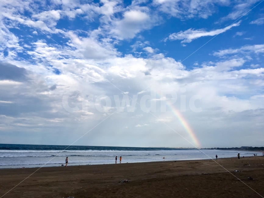 rainbow,Beach,Bali,sea rainbow,Kuta,ocean,Rainbow,bali sea,Sunrise,travel