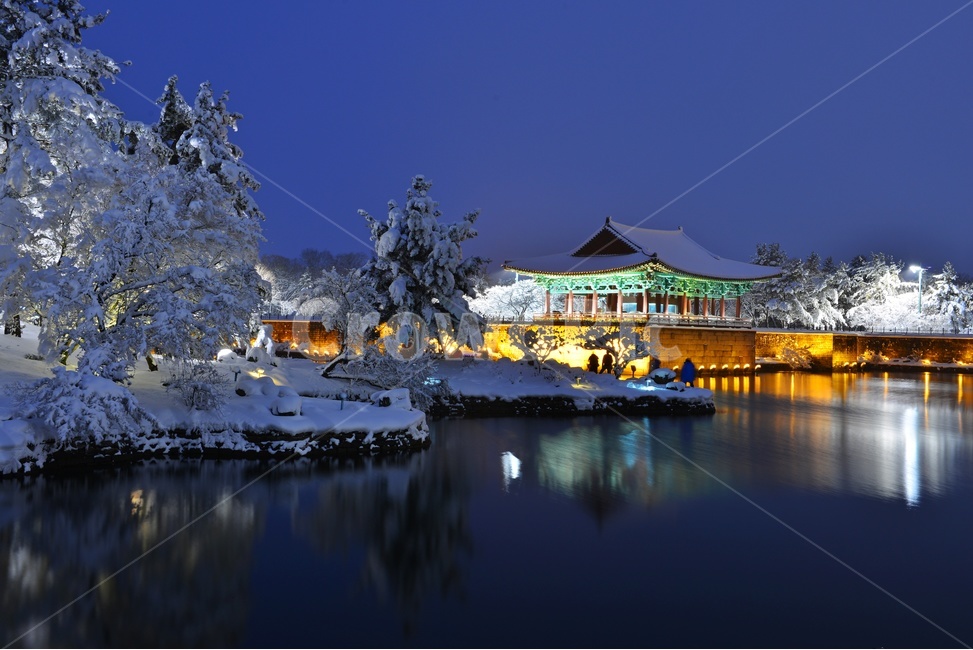 building,건물,architecture,건축물,water,물,nature,자연,outdoors,옥외,경주,안압지,안압지설경,설경,겨울,계절,폭설,눈,경치,풍경,야경,안압지야경,반영