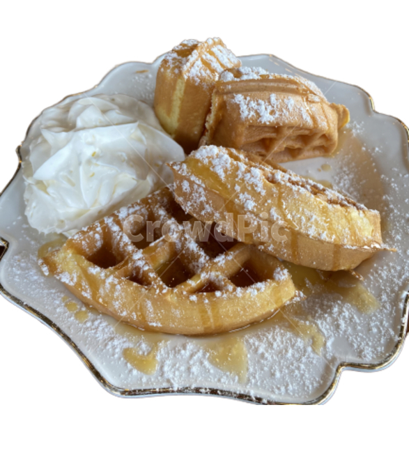 와플,생크림,맛있는와플,고소한,와플조각