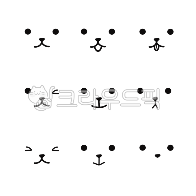 표정,눈코입,동물,얼굴,캐릭터,인형,강아지,고양이,단순한표정,기본표정,다양한표정