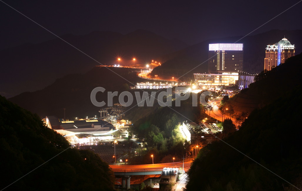 산,야경,건물,밤,불야성
