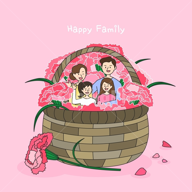 카네이션,꽃,꽃바구니,가정의날,가족,캐릭터,사람,사랑,행사,이벤트,가족,패밀리,family,기념일,축하,anniversary,congratulation,celebrate,celebration,그래픽,일러스트레이션,graphic,illustration