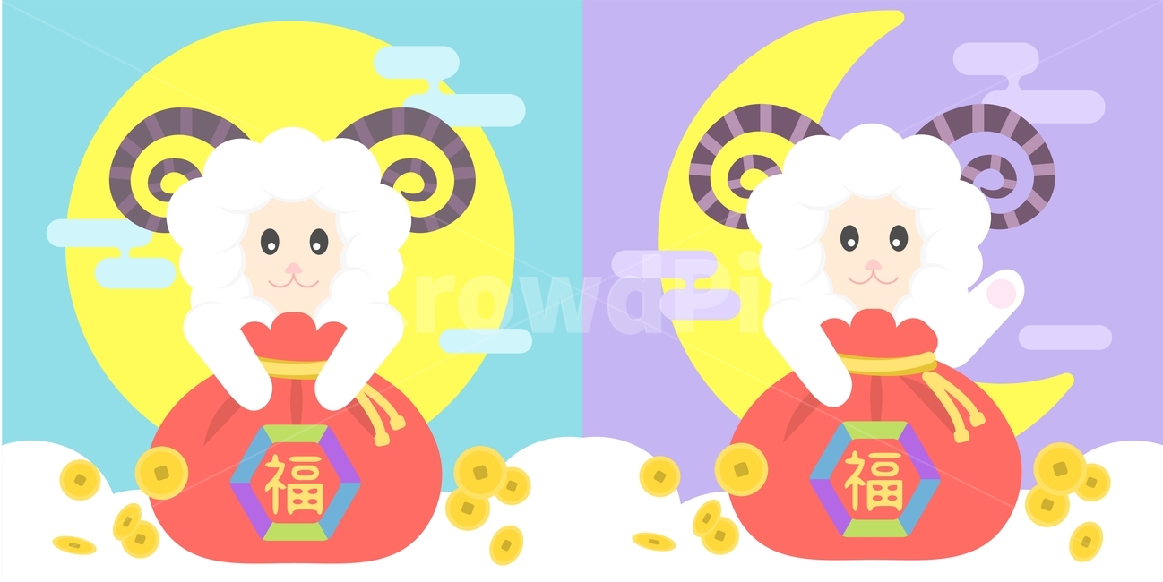 복주머니,동전,양,을미년,새해,신년,팝업,플랫디자인,일러스트,그래픽,일러스트레이션,graphic,illustration