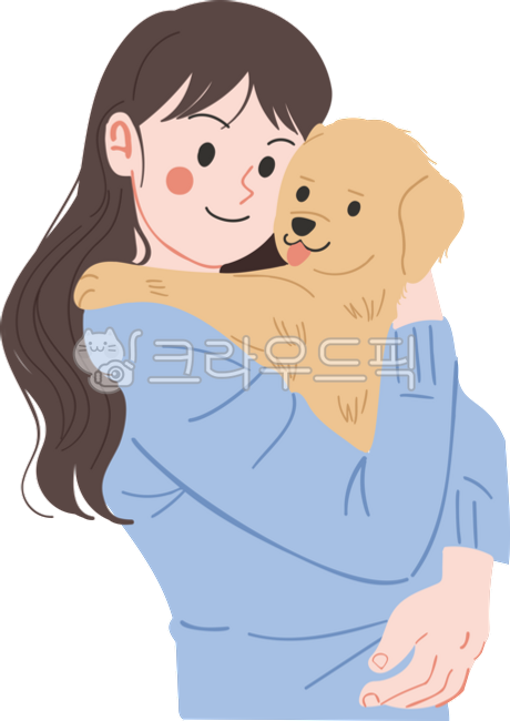 애완동물,주인,강아지,애완견,반려동물,친구,가족,동물,개,펫,귀여운,새끼강아지,여자,여성,캐릭터,일러스트,일러스트레이션,견주,청년,젊은이,학생,리크리버