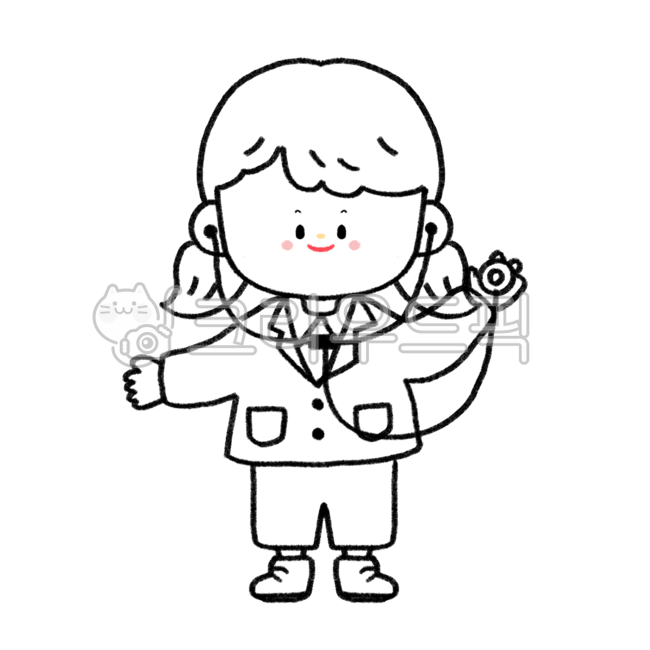의사,의사일러스트,의사캐릭터,손그림,여자어린이,여자,어린이,직업,직업일러스트,색칠도안,색칠