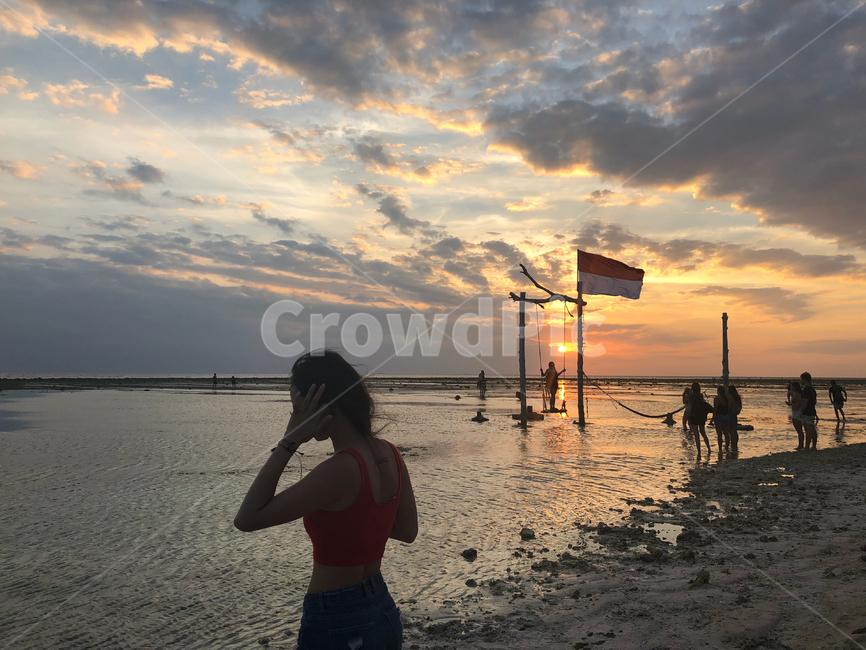 여행,자연,여자,뒷모습,바다,노을,발리,여름,해변,바다,beach,sea,사람,인물,인간,human,person,여성,여자,woman,female,lady
