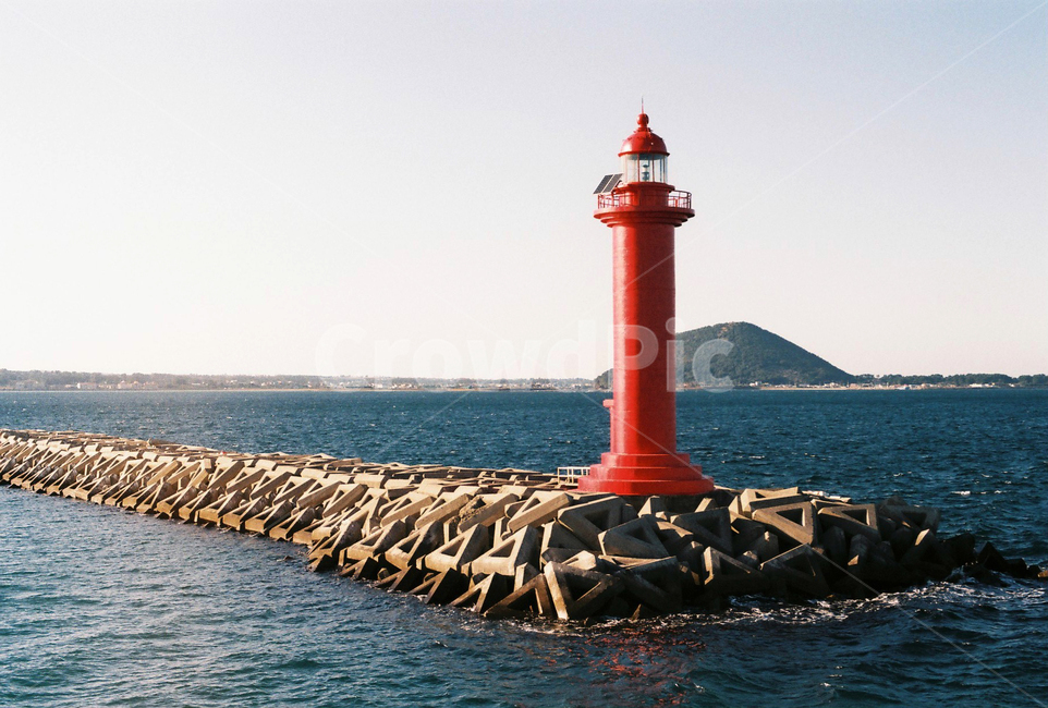 제주,등대,바다,하늘,필름사진,빨간,등대,lighthouse
