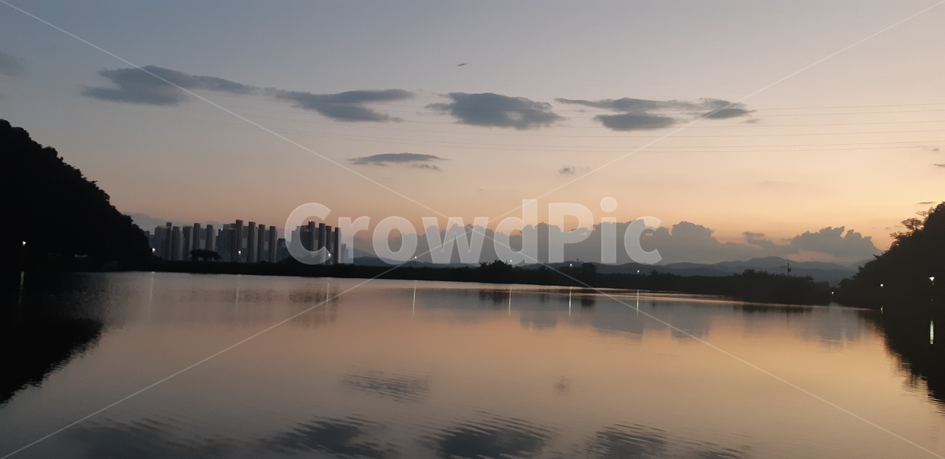 water,물,outdoors,nature,호수,구름,노을,반사,저수지,공원,park