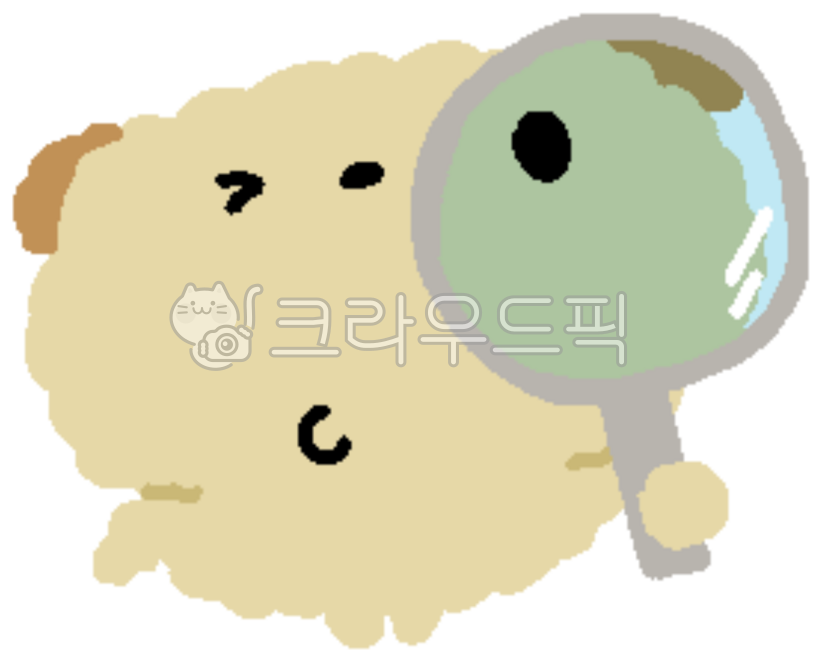 강아지,개,이모티콘,캐릭터,귀여운,파스텔,멍멍이,포근,따뜻,포슬,다정,돋보기,확대,관찰,궁금