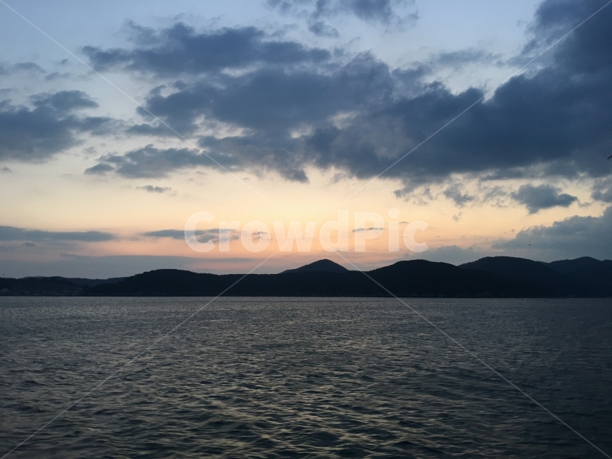 구름,새벽,일출,바다,섬,파도,자연,풍경,nature,landscape,outdoors,옥외,land,땅