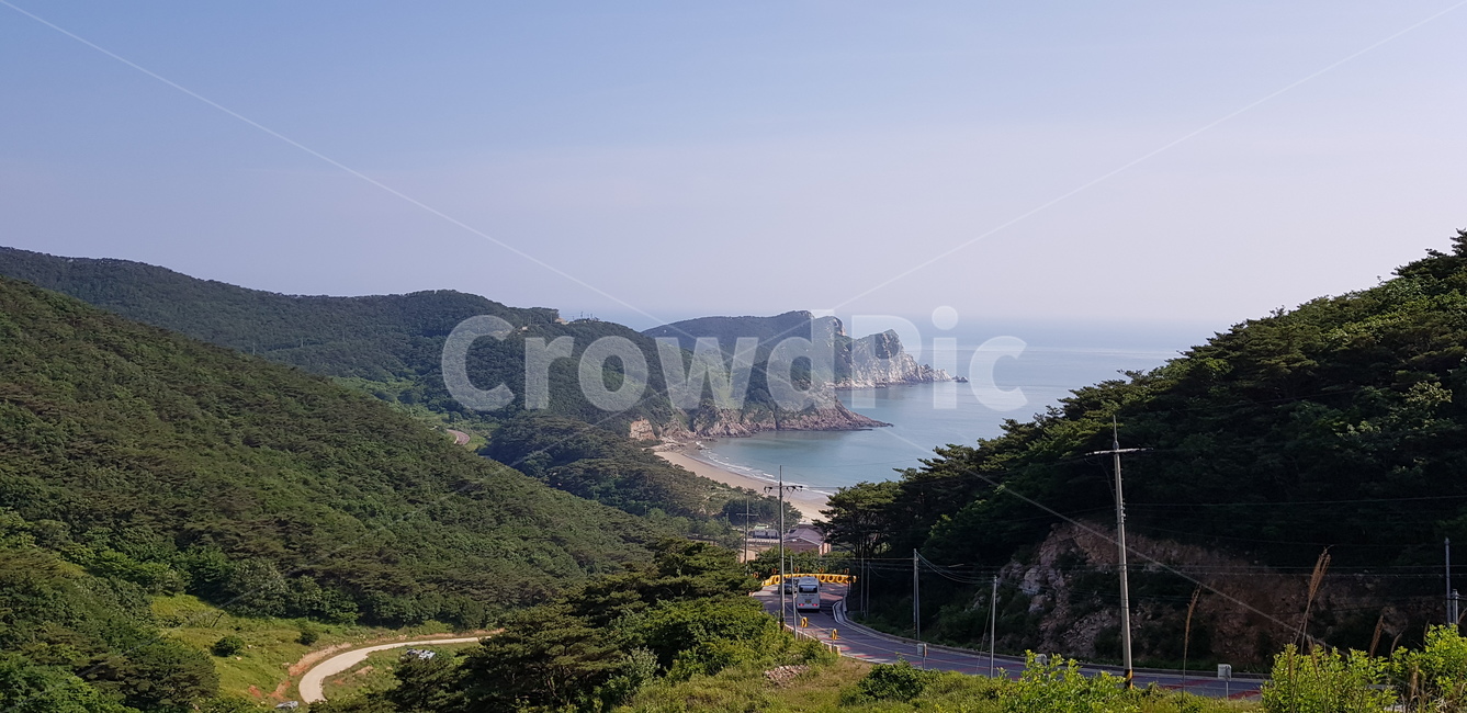 대청도,산위에서,여름,바다,삼각산