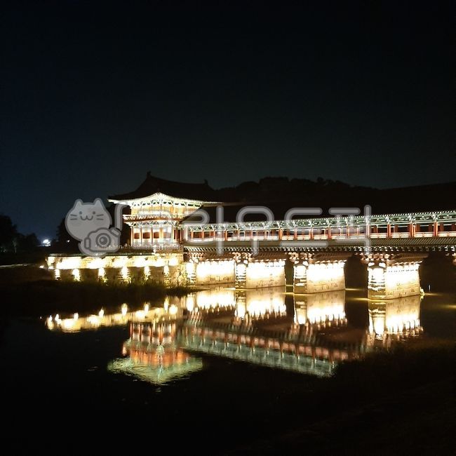 경주,월정교,건물,야경,밤,전통,한국기와,기와