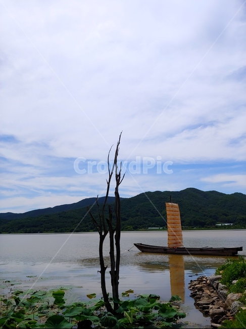 하늘,나룻배,두물머리,풍경,파란,역광,구름,산,자연,풍경,nature,landscape,한국자연풍경,한국자연경관,korea nature landscape,water,물