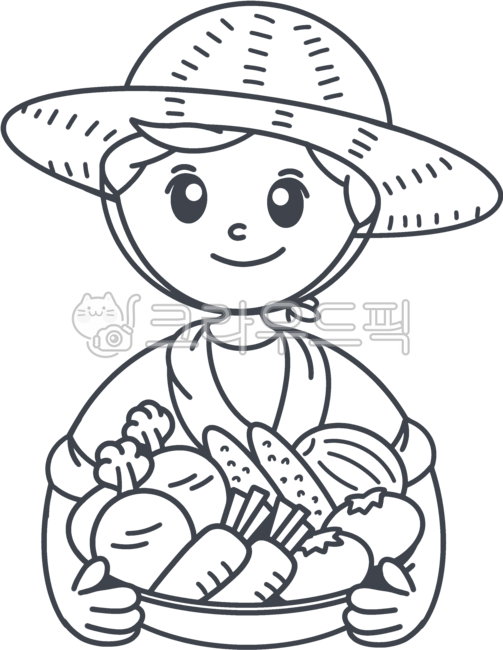 Vegetable harvest,fruit harvest,farmer,farming,weekend farm,agricultural products,straw hat,rural service,rural service activities,rural experience,countryside,field work,harvest,farmer,summer vacation,crops,field farming,coloring,colori