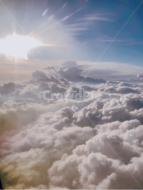 하늘,구름,석양,뭉개구름,비행기안,자연