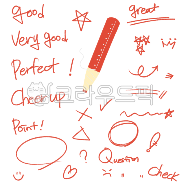 Grading,handwritten illustrations,red pen,highlighting,scribbling,handwriting,scores,worksheets