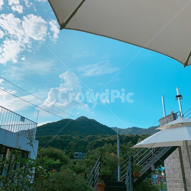 산,루프탑,여름,하늘,파란하늘,동학사,호캉스,휴식,휴가,옥외,자연