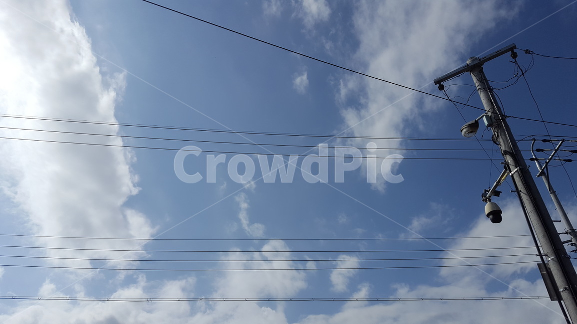 하늘,전기줄,전봇대,전기,구름,맑은,자연,풍경,nature,landscape,utility pole,전신주,cable,케이블,power lines,전력선