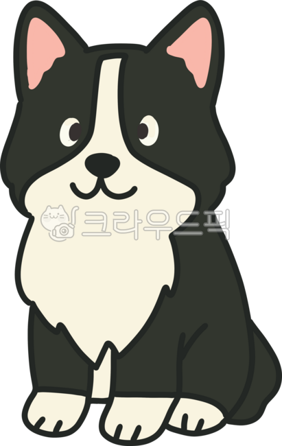 강아지,반려동물,개,검정강아지,일러스트,귀여운,펫,귀,앉아있는,검정색,하얀색,캐릭터,동물,꼬리,표정