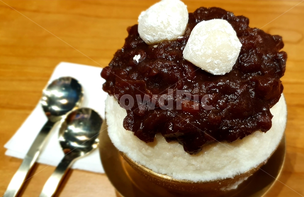 팥빙수,팥,떡,빙수,수저