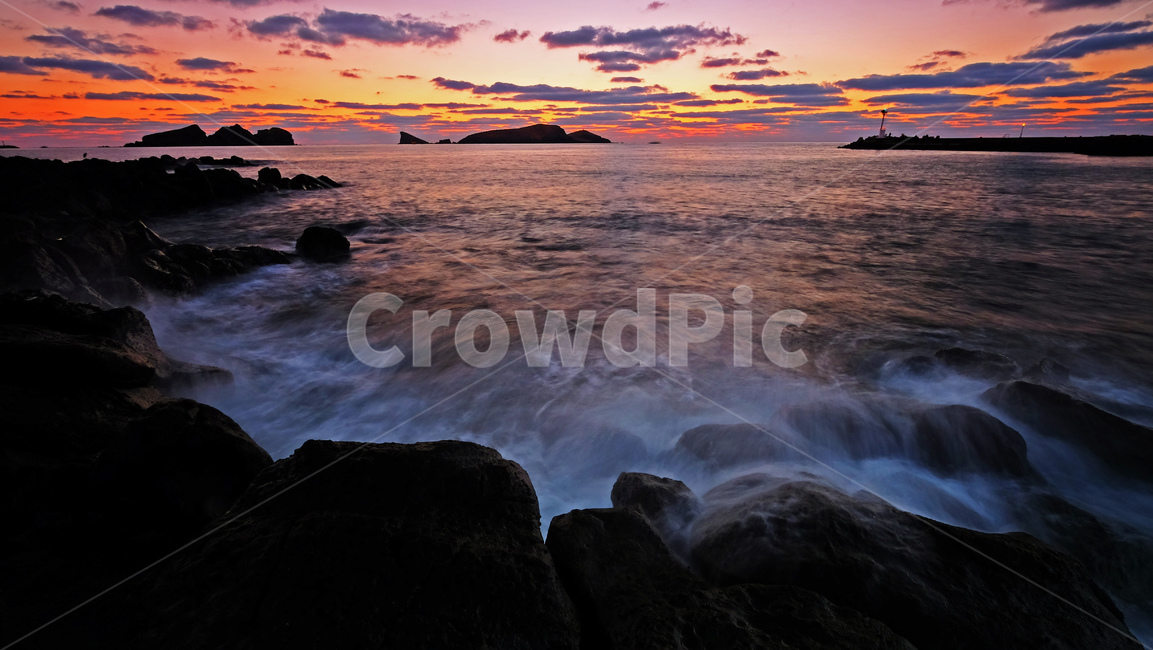 차귀도,용수방파제,용수리,파도,일몰,석양,장노출,현무암,자연,풍경,nature,landscape,제주도,jeju,jeju island,outdoors,옥외,ocean,대양,sea,바다,water,물