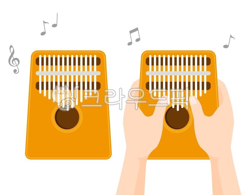 칼림바,엄지피아노,손,악기,피아노,일러스트,칼림바그림